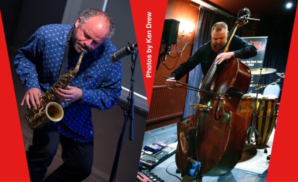 individual photos of saxophonist and double bass player