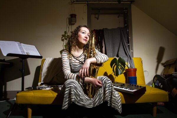 Faye MacCalman on sofa